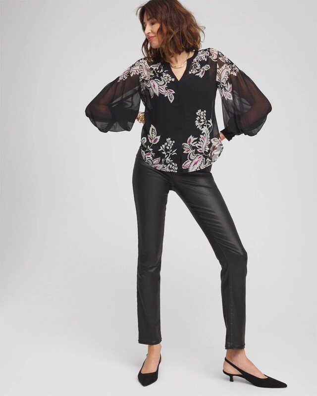 Floral Pintuck Sleeve Blouse - image 2